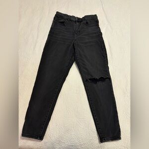 American Eagle Outfitters Black Curvy Super High-Rise Ripped Jeggings
